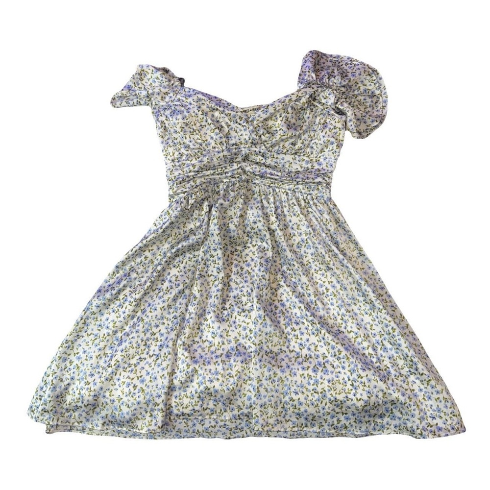 Floral women’s Dress - Purple and White silk